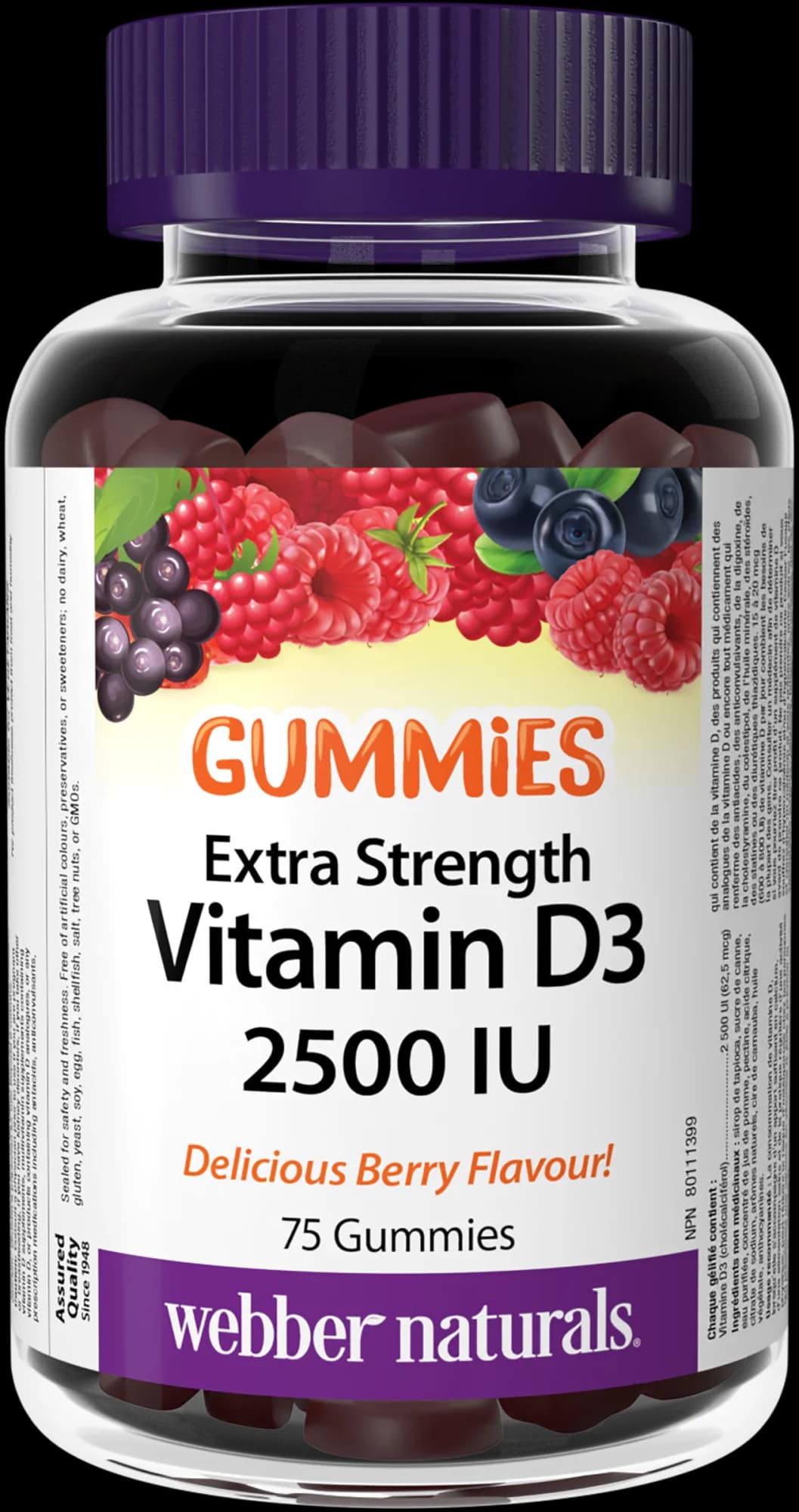 Vitamín D3 2500 IU Gummies, lesné ovocie – obrázok 2