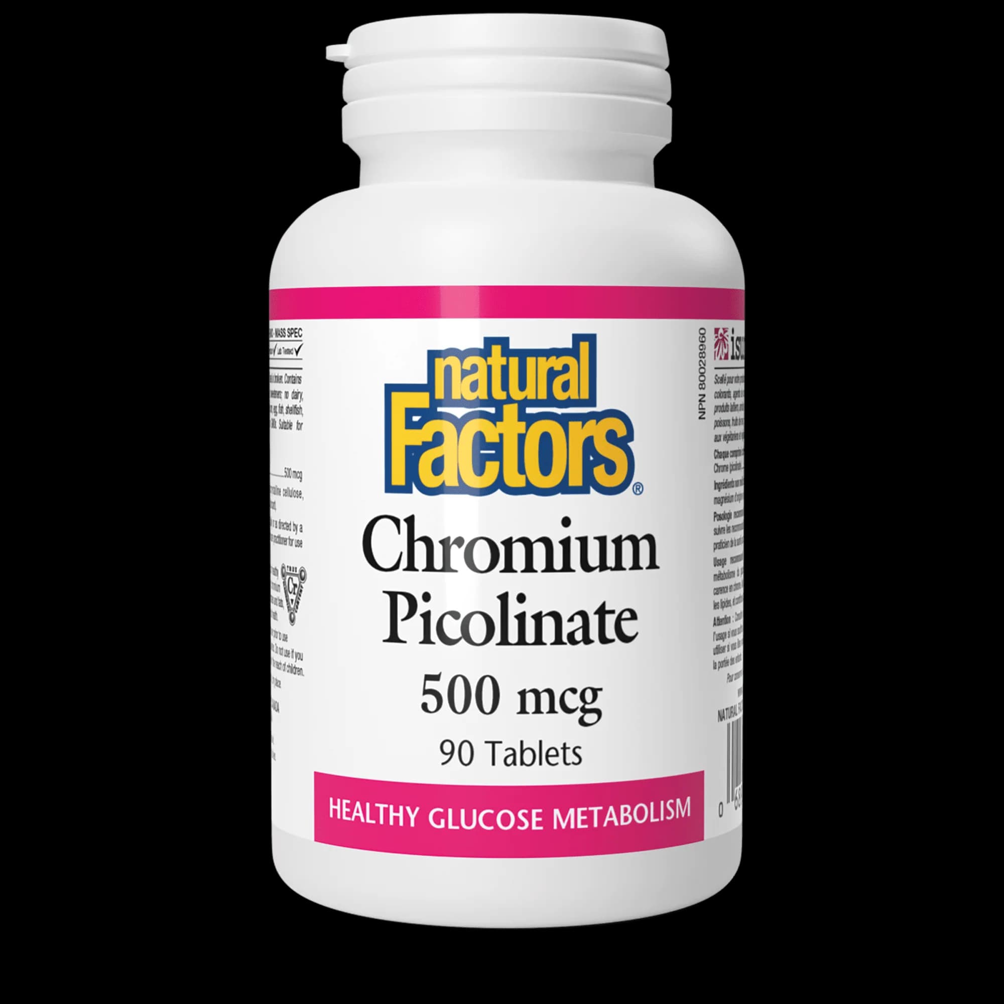 Chróm pikolinát 500 mcg - Natural Factors – obrázok 2